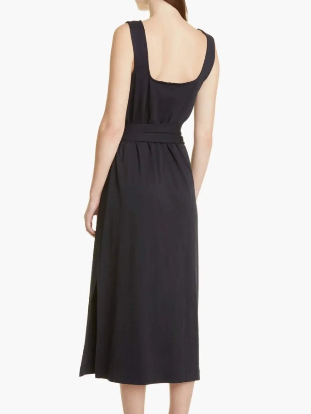 NWT Vince Belted Square Neck Midi Dress - S - Picture 2 of 9
